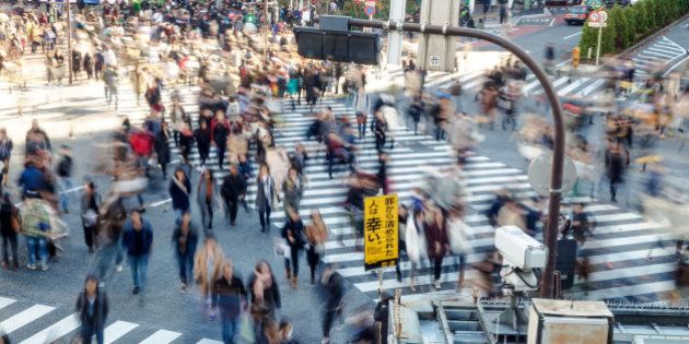 Crowded Pedestrians Shibuya Crossing Tokyo
