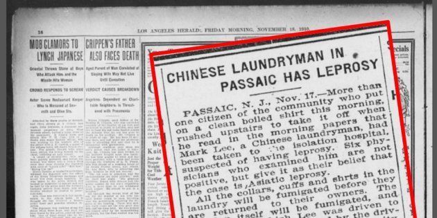 1910年11月18日付けロサンゼルス・ヘラルド紙に掲載されたハンセン病に対する差別記事