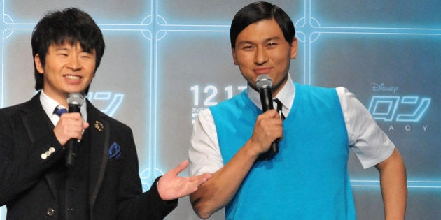 Masayasu Wakabayashi and Toshiaki Kasuga of the Comedian Audrey attend the 'Tron: Legacy 3D' Press conference at the Ritz Carlton on November 29, 2010 in Tokyo, Japan. The film opens worldwide on December 17. (Photo by Jun Sato/WireImage)