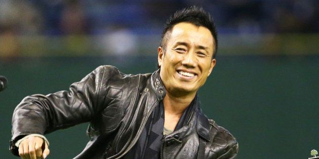 TOKYO, JAPAN - MARCH 21: Japanese singer Tsuyoshi Nagabuchi performs during the Tomodachi Charity Baseball Game on March 21, 2015 in Tokyo, Japan. (Photo by Koji Watanabe/Getty Images)