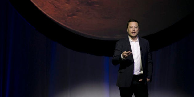 SpaceX founder Elon Musk speaks during the 67th International Astronautical Congress in Guadalajara, Mexico, Tuesday, Sept. 27, 2016. In a receptive audience full of space buffs, Musk said he envisions 1,000 passenger ships flying en masse to Mars, 'Battlestar Galactica' style. He calls it the Mars Colonial fleet, and he says it could become reality within a century. Musk's goal is to establish a full-fledged city on Mars and thereby make humans a multi-planetary species. (AP Photo/Refugio Ruiz)