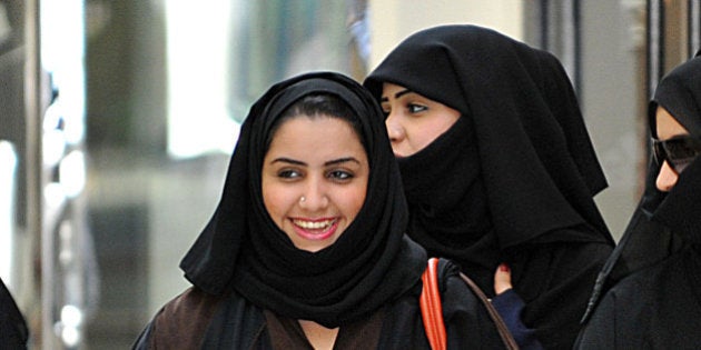 Saudi women walk inside the 'Faysalia' mall in Riyadh City, on September 26, 2011, a day after Saudi Arabia's King Abdullah bin Abdulaziz al-Saud granted women the right to vote and run in municipal elections, in a historic first for the ultra-conservative country where women are subjected to many restrictions.AFP PHOTO/FAYEZ NURELDINE (Photo credit should read FAYEZ NURELDINE/AFP/Getty Images)