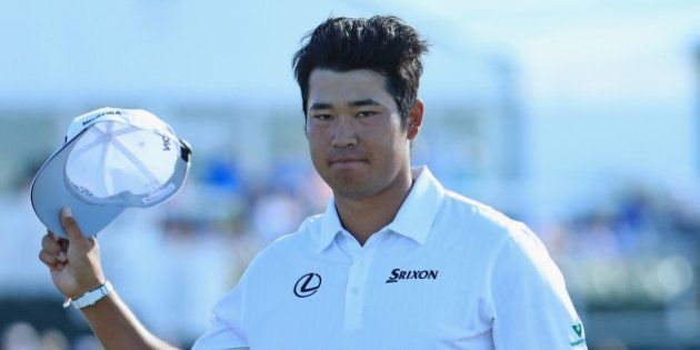 HARTFORD, WI - JUNE 18: Hideki Matsuyama of Japan reacts after finishing on the 18th green during the final round of the 2017 U.S. Open at Erin Hills on June 18, 2017 in Hartford, Wisconsin. (Photo by Andrew Redington/Getty Images)