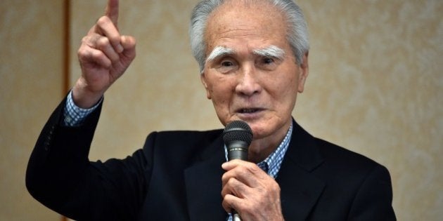 Former Japanese Prime Minister Tomiichi Murayama delivers a speech in Tokyo on May 18, 2015. Murayama, the architect of a landmark Japanese apology for World War II crimes on May 18 urged Prime Minister Shinzo Abe to follow his lead on the 70th anniversary of the end of hostilities. AFP PHOTO / Yoshikazu TSUNO (Photo credit should read YOSHIKAZU TSUNO/AFP/Getty Images)