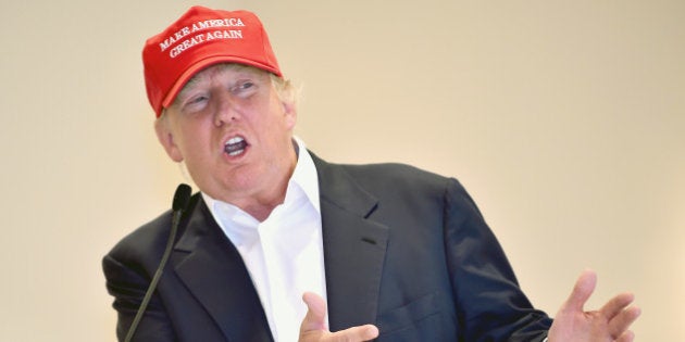 AYR, SCOTLAND - JULY 30: Republican Presidential Candidate Donald Trump visits his Scottish golf course Turnberry on July 30, 2015 in Ayr, Scotland. Donald Trump answered questions from the media at a press conference. (Photo by Jeff J Mitchell/Getty Images)