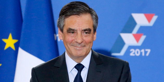 PARIS, FRANCE - NOVEMBER 27: Former French Prime Minister and candidate for the right-wing party 'Les Republicains' (LR), Francois Fillon delivers a speech after his victory in the second round of the French centre-right wing primaries on November 27, 2016 in Paris, France. Francois Fillon has been chosen to represent 'Les Republicains' (LR) party for the 2017 French presidential elections in April 2017. (Photo by Chesnot/Getty Images)