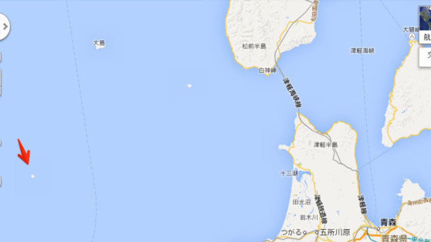 日本海の「謎の島」Google マップから消える 青森県沖の絶海の孤島
