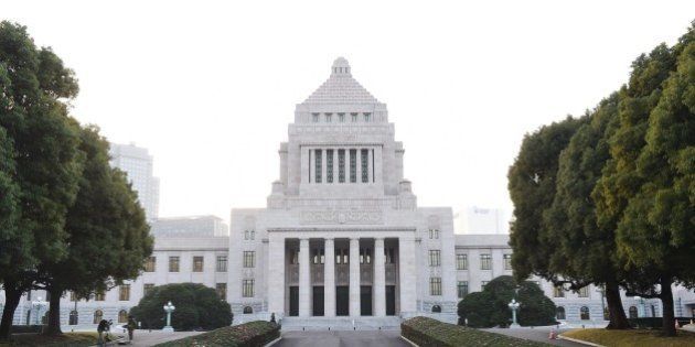TOKYO, JAPAN - NOVEMBER 21: General view of National Diet Building of Japan on November 21, 2014 in Tokyo, Japan. Japan Prime Minister Shinzo Abe dissolved the lower house of Parliament, postponed a planned sales-tax increase, ordered to prepare a stimulus package. (Photo by Atsushi Tomura/Getty Images)