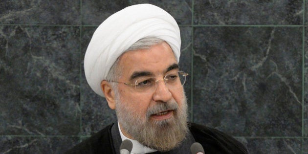 NEW YORK, NY - SEPTEMBER 26: Iranian President Hassan Rouhani addresses a High-Level Meeting on Nuclear Disarmament during the 68th United Nations General Assembly at U.N. headquarters on September 26, 2013 in New York City. Over 120 prime ministers, presidents and monarchs are gathering this week for the annual meeting at the temporary General Assembly Hall at the U.N. headquarters while the General Assembly Building is closed for renovations. (Photo by Mike Segar-Pool/Getty Images)