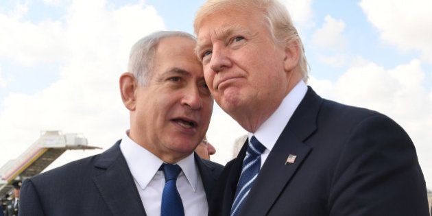 JERUSALEM, ISRAEL - MAY 23: (ISRAEL OUT) In this handout photo provided by the Israel Government Press Office (GPO), Israeli Prime Minister Benjamin Netanyahu speaks with US President Donald Trump prior to the President's departure from Ben Gurion International Airport in Tel Aviv on May 23, 2017 in Jerusalem, Israel. Trump arrived for a 28-hour visit to Israel and the Palestinian Authority areas on his first foreign trip since taking office in January. (Photo by Kobi Gideon/GPO via Getty Images)