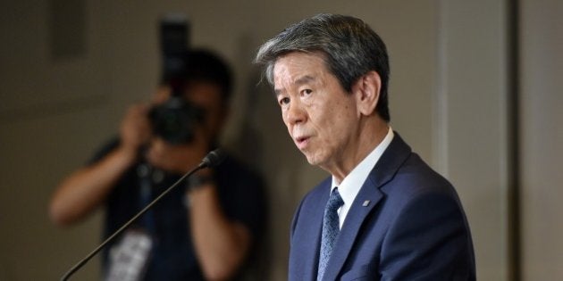 Japan's electronics giant Toshiba president Hisao Tanaka speaks to the press at the company's headquarters in Tokyo on May 29, 2015. Toshiba aims to report in mid-July findings of a third-party committee's ongoing investigations into the firm's accounting irregularities. The company will hold a shareholders meeting on June 25 to speak about the situation to shareholders directly. AFP PHOTO / Yoshikazu TSUNO (Photo credit should read YOSHIKAZU TSUNO/AFP/Getty Images)