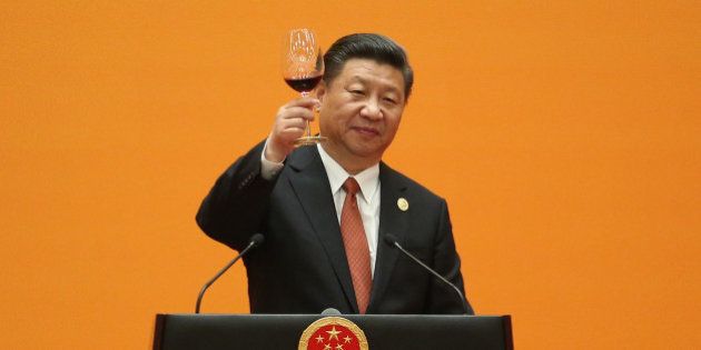 Chinese President Xi Jinping makes a toast during a welcome banquet for the Belt and Road Forum at the Great Hall of the People in Beijin on May 14, 2017.China touted on Sunday its new Silk Road as 'a project of the century' at a summit highlighting its growing leadership on globalisation, but a North Korean missile test threatened to overshadow the event. / AFP PHOTO / POOL / WU HONG (Photo credit should read WU HONG/AFP/Getty Images)