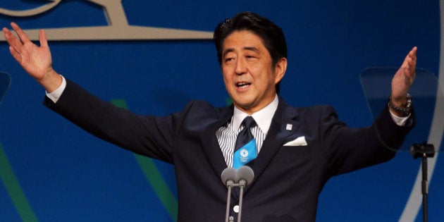 BUENOS AIRES, ARGENTINA - SEPTEMBER 07: Prime Minister Shinzo Abe speaks during the Tokyo 2020 bid presentation during the 125th IOC Session - 2020 Olympics Host City Announcement at Hilton Hotel on September 7, 2013 in Buenos Aires, Argentina. (Photo by Ian Walton/Getty Images)