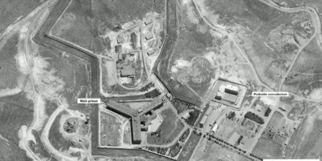 A satellite view of Sednaya prison complex near Damascus, Syria is seen in a still image from a video briefing provided by the U.S. State Department on May 15, 2017. Department of State/DigitalGlobe/Handout via REUTERS FOR EDITORIAL USE ONLY. NOT FOR SALE FOR MARKETING OR ADVERTISING CAMPAIGNS. THIS IMAGE HAS BEEN SUPPLIED BY A THIRD PARTY. IT IS DISTRIBUTED, EXACTLY AS RECEIVED BY REUTERS, AS A SERVICE TO CLIENTS. TPX IMAGES OF THE DAY