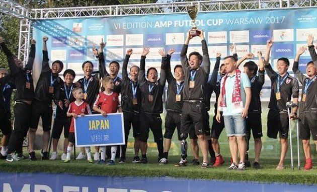 2017年、ポーランドで開催された試合で優秀な成績を収めたアンプティサッカー日本代表チーム