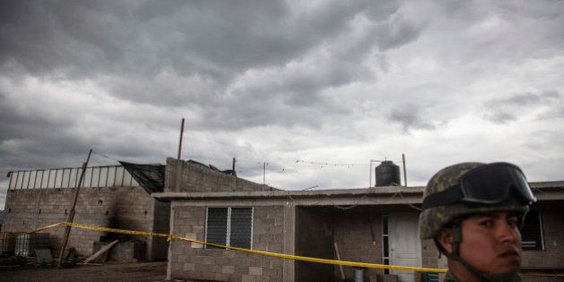 MEXICO CITY, MEXICO - JULY 12: View of a house under construction used by El Chapo Guzman to scape from prison during an operation on the surroundings of Mexican Maximum Security Prison of 'El Altiplano' after confirming the escape of Mexican drug trafficker Joaquin 'El Chapo' Guzman on July 12, 2015 in Mexico City, Mexico. 'El Chapo' was seen last time around 20:52 on the video security system when he got close to the showers where he normally take his shower and wash his essentials. (Photo by Manuel Velasquez/LatinContent/Getty Images)