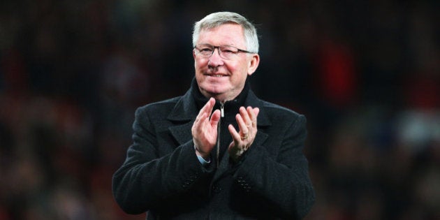 MANCHESTER, ENGLAND - APRIL 22: Sir Alex Ferguson, manager of Manchester United celebrates victory and winning the Premier League title after the Barclays Premier League match between Manchester United and Aston Villa at Old Trafford on April 22, 2013 in Manchester, England. (Photo by Alex Livesey/Getty Images)