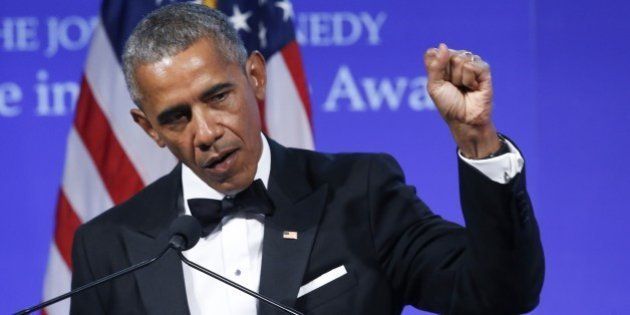 BOSTON - MAY 7: Former U.S. President Barack Obama speaks after receiving the annual John F. Kennedy Profile in Courage Award at the the John F. Kennedy Presidential Library and Museum in Boston on May 7, 2017. (Photo by Keith Bedford/The Boston Globe via Getty Images)