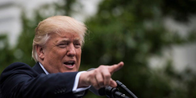 WASHINGTON, DC - MAY 1: President Donald Trump speaks to the Independent Community Bankers Association in the Kennedy Garden of the White House in Washington, DC on Monday, May 01, 2017. (Photo by Jabin Botsford/The Washington Post via Getty Images)