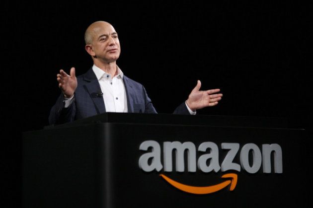 SANTA MONICA, CA - SEPTEMBER 6: Amazon CEO Jeff Bezos unveils new Kindle reading devices at a press conference on September 6, 2012 in Santa Monica, California. Amazon unveiled the Kindle Paperwhite and the Kindle Fire HD in 7 and 8.9-inch sizes. (Photo by David McNew/Getty Images)