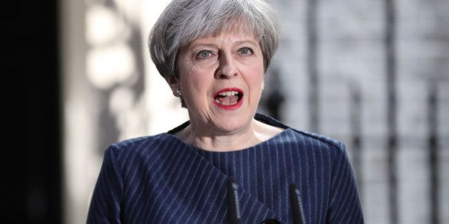LONDON, ENGLAND - APRIL 18: Prime Minister Theresa May makes a statement to the nation in Downing Street on April 18, 2017 in London, United Kingdom. The Prime Minister has called a general election for the United Kingdom to be held on June 8, the last election was held in 2015 with a Conservative party majority win. (Photo by Dan Kitwood/Getty Images)