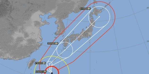 台風24号の予想進路