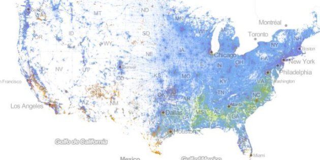 人種の分布 1人1個の点で表す米国地図 ハフポスト