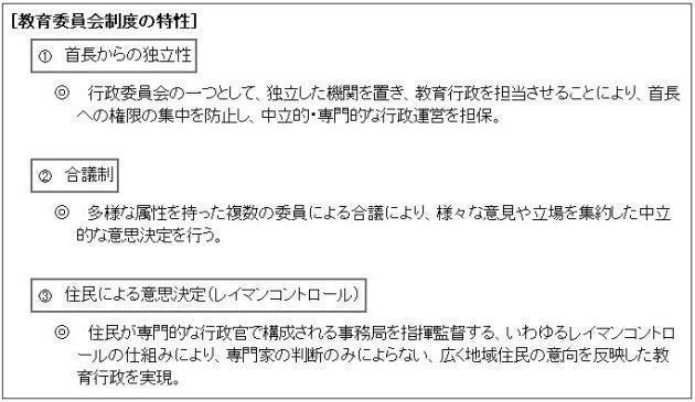 教育委員会制度の特性（文部科学省）