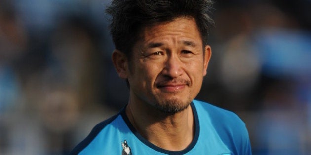 YOKOHAMA, JAPAN - MARCH 15: (EDITORIAL USE ONLY) Kazuyoshi Miura #11 of Yokohama FC looks on prior to the J. League 2nd division match between Yokohama FC and Tochigi SC at Nippatsu Mitsuzawa Stadium on March 15, 2015 in Yokohama, Japan. (Photo by Masashi Hara/Getty Images)