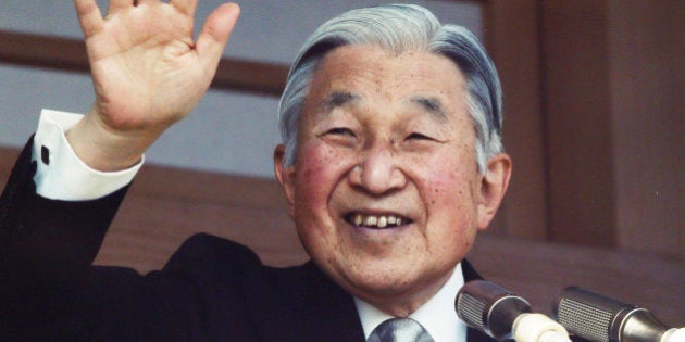 FILE - In this Jan. 2, 2016, file photo, Japan's Emperor Akihito waves to well-wishers from a bullet-proofed balcony of the Imperial Palace during New Year's public appearance in Tokyo. Akihito is the 125th emperor in a line believed to date to the fifth century, making it the worldâs oldest hereditary monarchy. In the past, the emperor was worshipped as a deity, though that changed after World War II, and Akihito remains a head priest of Japanâs indigenous Shinto religion. The emperor is a purely symbolic figure with no political power today, and Akihito has brought the imperial family closer to the public. (AP Photo/Koji Sasahara, FIle)