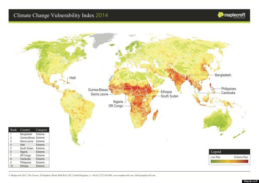 世界地図で見る 気候変動の脅威に直面する国 ハフポスト