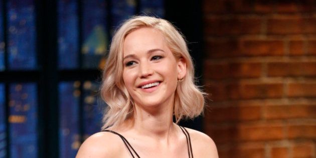 LATE NIGHT WITH SETH MEYERS -- Episode 302 -- Pictured: Actress Jennifer Lawrence during an interview on December 15, 2015 -- (Photo by: Lloyd Bishop/NBC/NBCU Photo Bank via Getty Images)