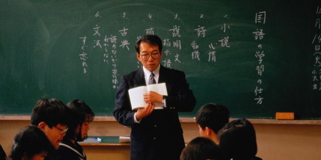 Japan,Tokyo,secondary school, teacher speaking to students