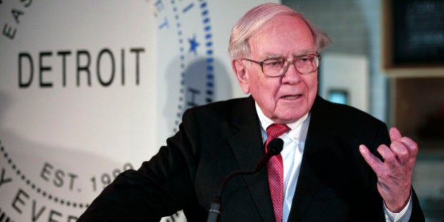 DETROIT, MI - NOVEMBER 25: Warren Buffett, Chairman and CEO of Berkshire Hathaway and Co-Chairman of Goldman Sachs 10,000 Small Businesses Program, speaks during a press conference where it was announced that Detroit was named the 11th city to be included in the $500 million Goldman Sachs initiative November 26, 2013 at Ford Field in Detroit, Michigan. Under the program, small businesses in Michigan will be eligible to receive $20 million in loans. The initiative was designed to help small business entrepreneurs create jobs and grow their businesses.(Photo by Bill Pugliano/Getty Images)