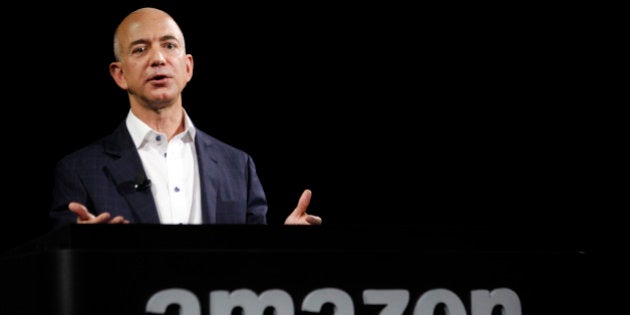 Jeff Bezos, chief executive officer of Amazon.com Inc., introduces the Kindle Fire HD tablets at a news...