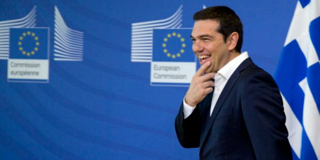 Greek Prime Minister Alexis Tsipras arrives for a meeting with European Commission President Jean-Claude Juncker prior to an EU summit at EU headquarters in Brussels on Monday, June 22, 2015. Heads of state in the eurogroup will meet in Brussels on Monday for a special summit to discuss the financial crisis with Greece. (AP Photo/Virginia Mayo)