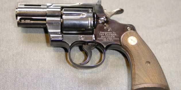 Ian Fleming's Colt Python .357 Magnum Auction during Ian Fleming's Colt .357 Magnum Auction - Photocall at Bonhams in London, Great Britain. (Photo by Harold Cunningham/WireImage)