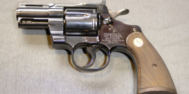 Ian Fleming's Colt Python .357 Magnum Auction during Ian Fleming's Colt .357 Magnum Auction - Photocall at Bonhams in London, Great Britain. (Photo by Harold Cunningham/WireImage)