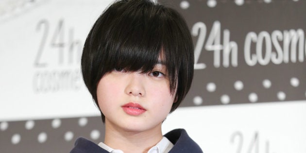 平手友梨奈。アイドルグループ・欅坂46メンバー(24hcosmeの新CM発表会見。東京都港区、2018年02月07日)
