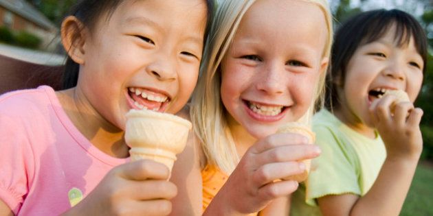 Little Girls Eating Ice Cream
