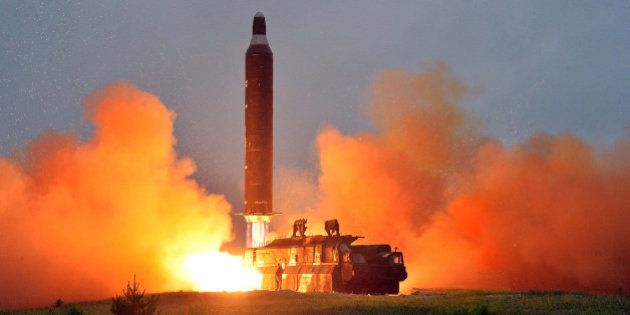 A test launch of ground-to-ground medium long-range ballistic rocket Hwasong-10 in this undated photo released by North Korea's Korean Central News Agency (KCNA) on June 23, 2016. REUTERS/KCNA ATTENTION EDITORS - THIS PICTURE WAS PROVIDED BY A THIRD PARTY. REUTERS IS UNABLE TO INDEPENDENTLY VERIFY THE AUTHENTICITY, CONTENT, LOCATION OR DATE OF THIS IMAGE. FOR EDITORIAL USE ONLY. NOT FOR SALE FOR MARKETING OR ADVERTISING CAMPAIGNS. NO THIRD PARTY SALES. NOT FOR USE BY REUTERS THIRD PARTY DISTRIBUTORS. SOUTH KOREA OUT. NO COMMERCIAL OR EDITORIAL SALES IN SOUTH KOREA. THIS PICTURE IS DISTRIBUTED EXACTLY AS RECEIVED BY REUTERS, AS A SERVICE TO CLIENTS. TPX IMAGES OF THE DAY