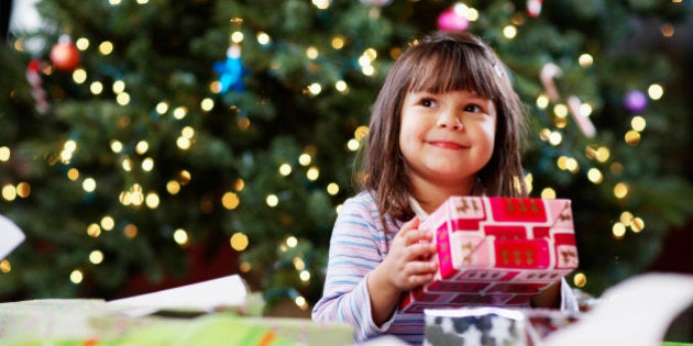 Girl Holding Christmas Gift