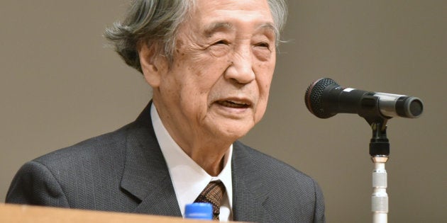 初代所長を務めた国際日本文化研究センターで講演する哲学者の梅原猛氏＝京都市西京区 （2015年撮影）