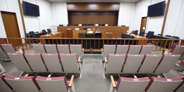 JAPAN - MAY 19: A courtroom in the Tokyo District Court sits empty in Tokyo, Japan, on Tuesday, May, 19, 2009. Japan's first court case involving citizens sitting as judges will start today at the Tokyo District Court, the Yomiuri newspaper reported, without citing the source of its information. (Photo by Tomohiro Ohsumi/Bloomberg via Getty Images)