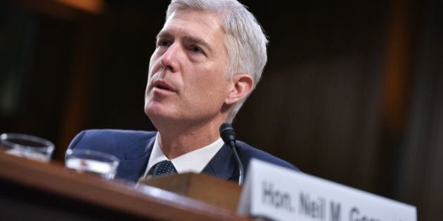 Neil Gorsuch testifies before the Senate Judiciary Committee on his nomination to be an associate justice of the US Supreme Court during a hearing in the Hart Senate Office Building in Washington, DC on March 22, 2017. / AFP PHOTO / Mandel Ngan (Photo credit should read MANDEL NGAN/AFP/Getty Images)