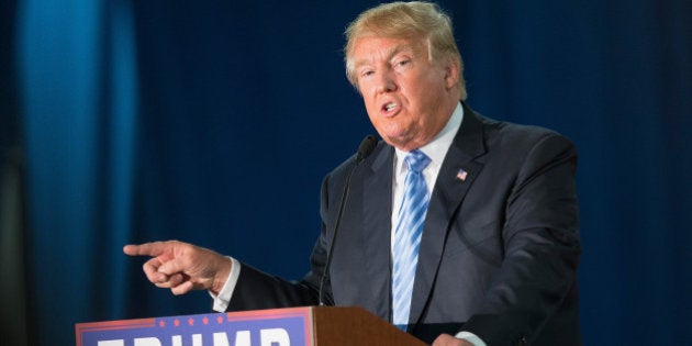 DAVENPORT, IA - DECEMBER 05: Republican presidential candidate Donald Trump speaks to guests gathered for a campaign event at Mississippi Valley Fairgrounds on December 5, 2015 in Davenport, Iowa. Trump continues to lead the most polls in the race for the Republican nomination for president. (Photo by Scott Olson/Getty Images)