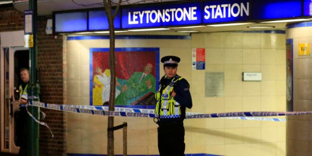 Police cordon off Leytonstone Underground Station in east London following a stabbing incident.