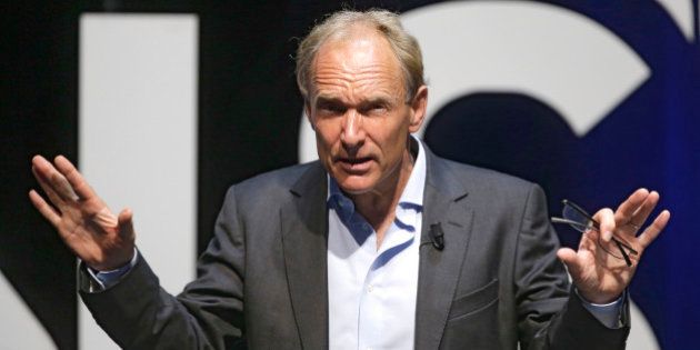 English computer scientist Tim Berners Lee, best known as the inventor of the World Wide Web attends the Cannes Lions 2015, International Advertising Festival in Cannes, southern France, Tuesday, June 23, 2015. Berners Lee implemented the first successful communication between a Hypertext Transfer Protocol (HTTP) client and server via the Internet. The Cannes Lions International Advertising Festival is a world's meeting place for professionals in the communications industry.(AP Photo/Lionel Cironneau)