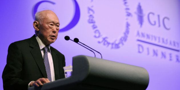 Lee Kuan Yew, Singapore's minister mentor, speaks during the Government of Singapore Investment Corp.'s (GIC) 30th anniversary dinner, in Singapore, on Monday, May 9, 2011. GIC, the city-state's sovereign wealth fund, expects the investment outlook in the next 30 years to be 'less benign,' Lee said. Photographer: Munshi Ahmed/Bloomberg via Getty Images