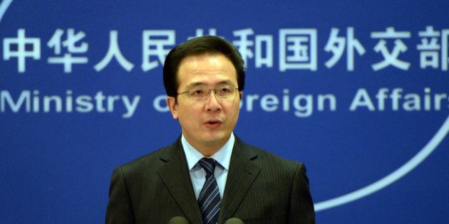 The Chinese Foreign Ministry spokesman Hong Lei talks during a press briefing in Beijing on April 8, 2013. North Korea appears to be preparing a fourth nuclear test as well as a provocative missile launch, South Korea said, despite an unusually blunt call from China for restraint. AFP PHOTO/Mark RALSTON (Photo credit should read MARK RALSTON/AFP/Getty Images)